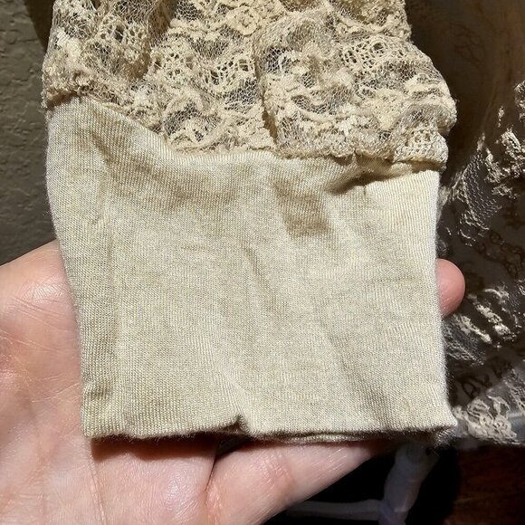Full Tilt L Lace Champagne Top Feminine Whimsy Vintage Fairy Sheer Romantic Boho - Picture 6 of 11